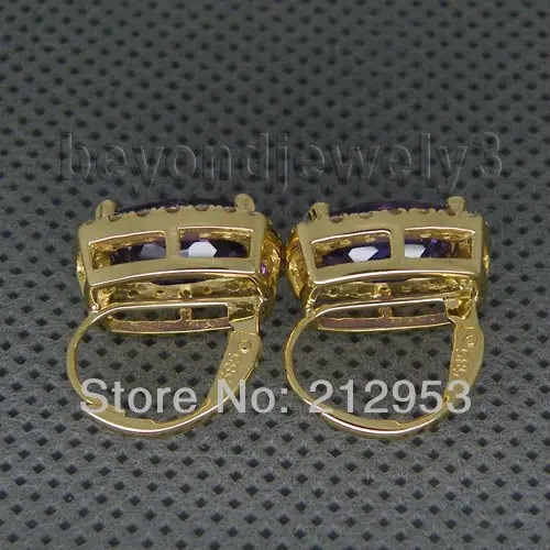 Женские серьги с аметистом из желтого золота 14 к 7x10 мм|earrings for|earrings for womenearrings earring |