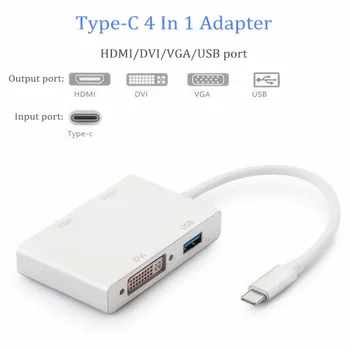 

4 in 1 Adapter Type-C to HDMI VGAS DVI USB3.0 Multi-port Converter DJA99