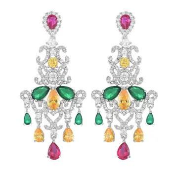 

GODKI 58mm Famous Design Multicolor Cubic Zirconia CZ Engagement Women Wedding Party Nightclub Dressing Up everyday Earring