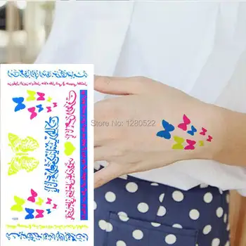 

2 sheets Butterfly Colorful Arabic Tattoo Temporary Tattoo Sticker Tatuagem Temporaria Tatuajes Metalicos