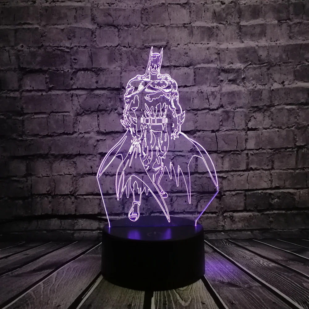 Marvel Cartoon Action Figure 3D RGB Lamp Batman LED Night Light Cool Table Decorative Boy Gift Visual illusion Table Child Kid