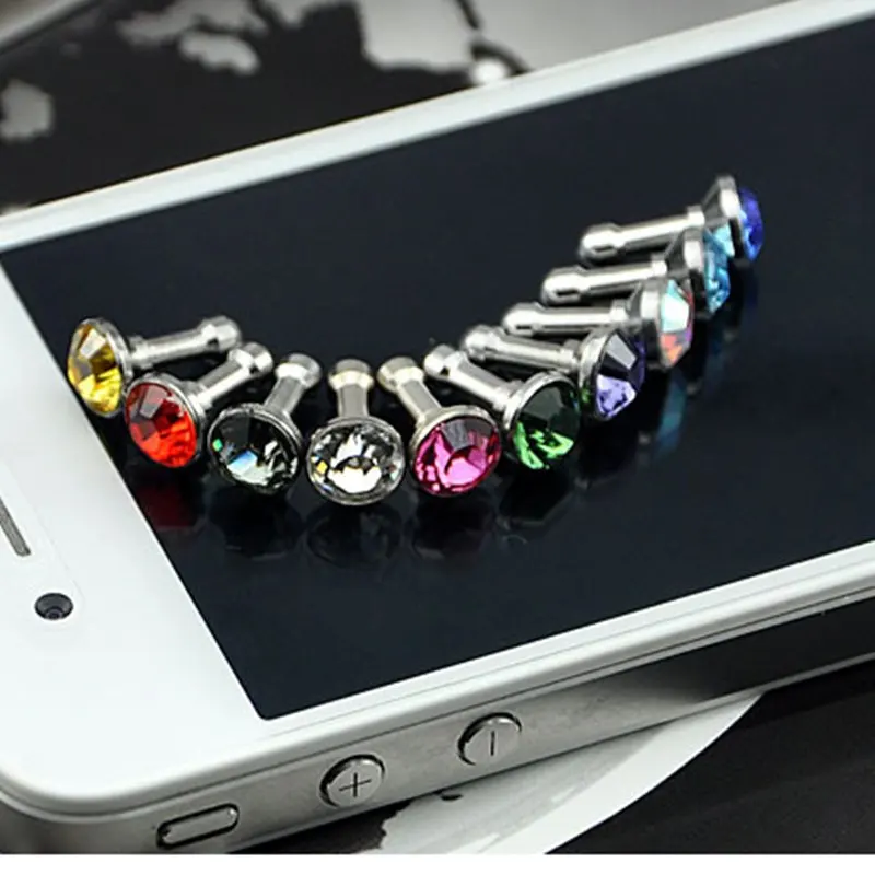 

100PCS Universal 3.5mm Diamond Dust Plug Mobile Phone accessories Gadgets Earphone Plugs Shining Bling Cap Stopper