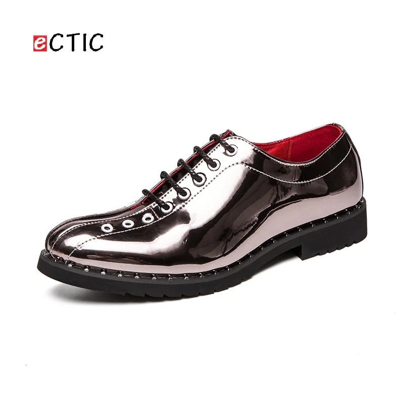 

ECTIC 2019 Luxury Men Business Shoes Leisure Oxford Brogue Shoes Formal Man Party Shiny Punk Style Zapatos Hombre