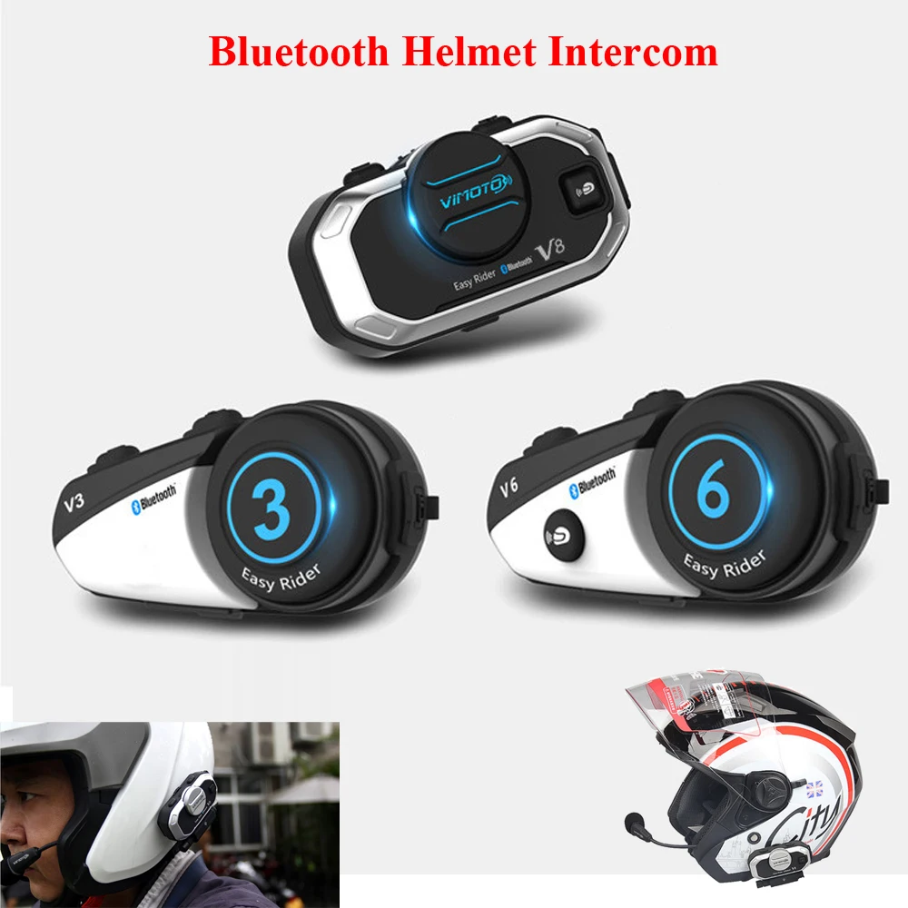 

Easy Rider Vimoto V3 V6 V8 Waterproof BT GPS Way Radio Intercom Interphone Headset for Cellphone Bluetooth Motorcycle Helmet