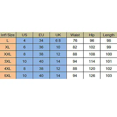 l size in number pants