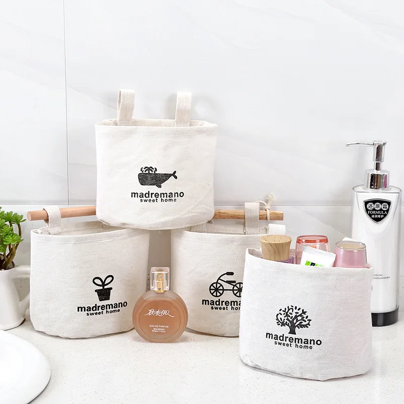 

Cotton and linen storage single pocket series hanging bag bed fabric storage bag