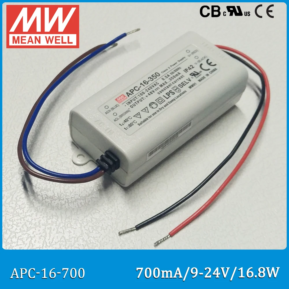 Original Meanwell LED driver APC-16-700 16.8W 9~24V 700mA LED Power Supply constant current mean well APC-16 IP42 Original Meanwell LED driver APC-16-700 16.8W 9~24V 700mA LED Power Supply constant current mean well APC-16 IP42