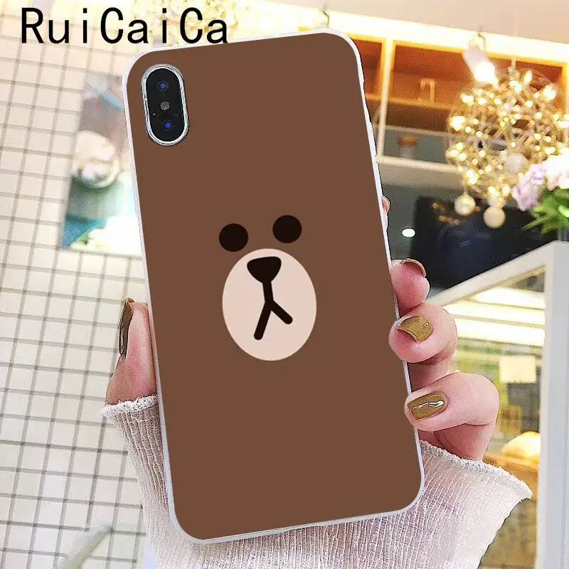 Ruicaica Line Friends коричневый Медведь Мягкий чехол для телефона iPhone 8 7 6 6S Plus X XS MAX 5 5S SE XR 10 Чехол