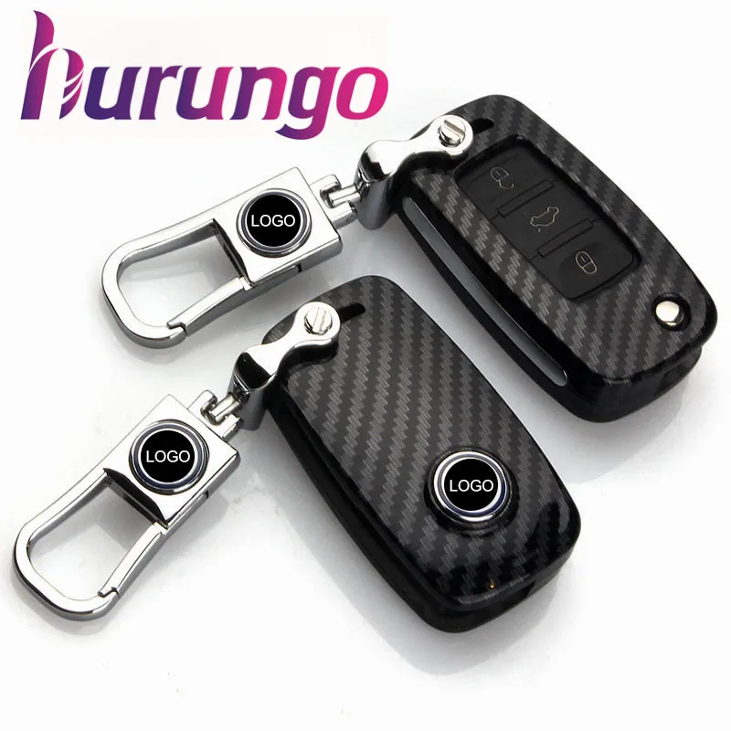 

HURUNGO Car Key Cover Case Protect Shell For Volkswagen Sagitar/Passat/Bora/Lavida/Polo/Tiguan Car Carbon Black Car Key Cover