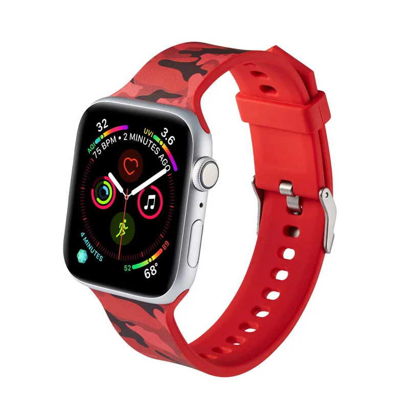 Apple ремешок силиконовый 38 мм 40 iWatch 42 444 камуфляжная Печать Повседневная