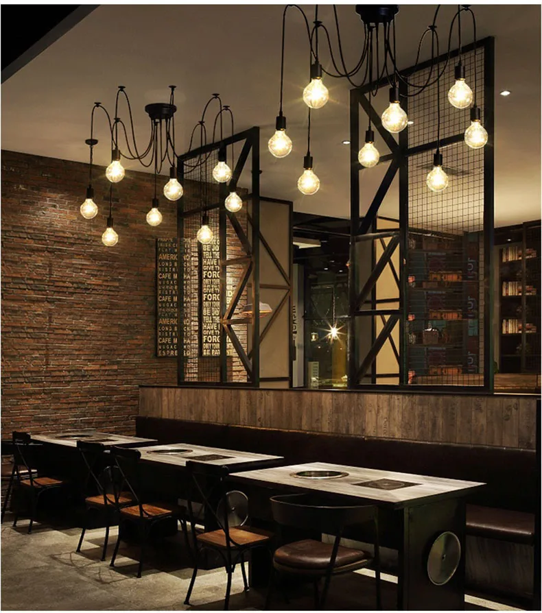 Luzes de Teto Luminária do Teto Faça Você Mesmo Arte Aranha Luz Pendurado Nordic Retro Edison Lâmpada Sótão Vintage Antigo 9 Cheap Luzes de teto