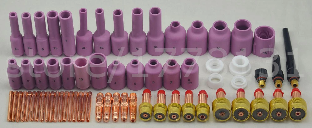

Tig Torch Welding Alumina Nozzle & Collet Body Complete TIG Consumables Kit Gas Lens Fit SR WP17 18 26 Excellent Quality ,67PK