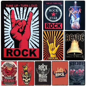 

Rock Plaque Metal Vintage Decor Metal Sign Tin Sign Metal Poster metal Plate Home Bar Pub Decoration Vintage Posters