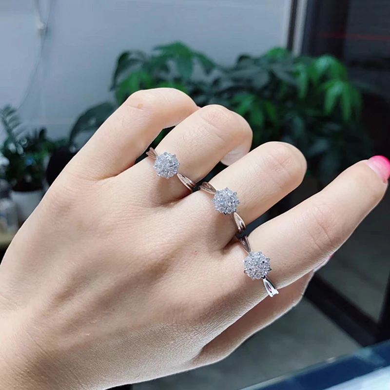 EDI Diamond обручальное кольцо с камнем Классический снежинка 18 К белого золота 0,42 CTTW натуральным бриллиантом обручальное кольцо для женщин