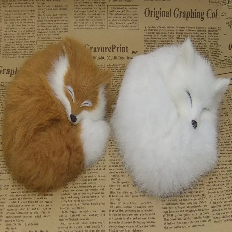 2 pieces cute small sleeping simulation fox toys beautiful fox doll imitate dolls gift about 14x5cm