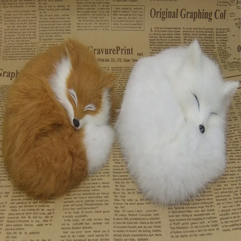 2 pieces cute small sleeping simulation fox toys beautiful fox doll