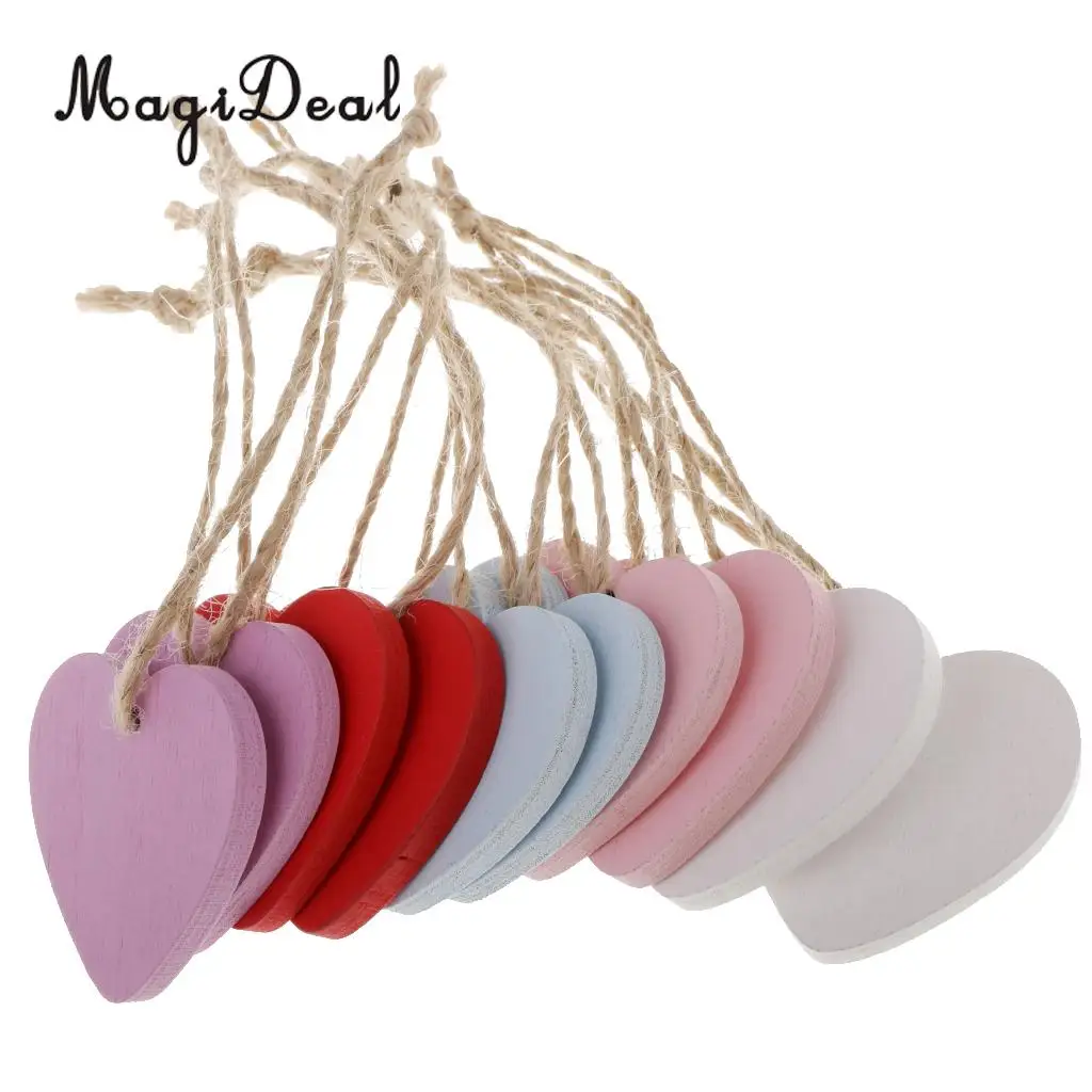 10pcs 40x40mm Wood Heart Shapes Shabby Chic Wooden Embellishment Scrapbook Craft DIY Wind Chimes Hanging Tags Wedding Decoration