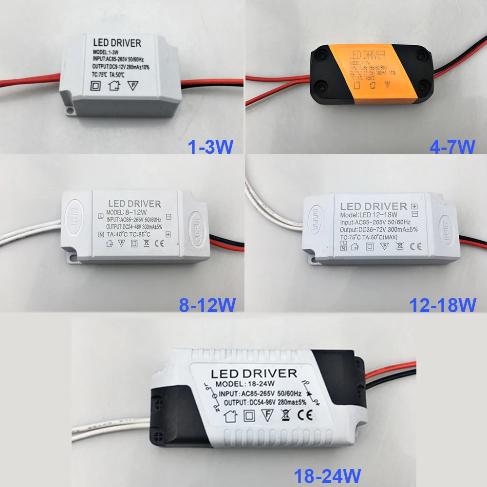 LED Driver for LED lamp 85V-265V Transformer Lot 1-3 4-7 18-24 25-36W 