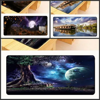 

Mairuign Night Moon Trees Fantasy Floor Mats Free Shipping Gaming Rubber Mouse Pad Gamer Large Table Mat Overlock 900*400*3mm