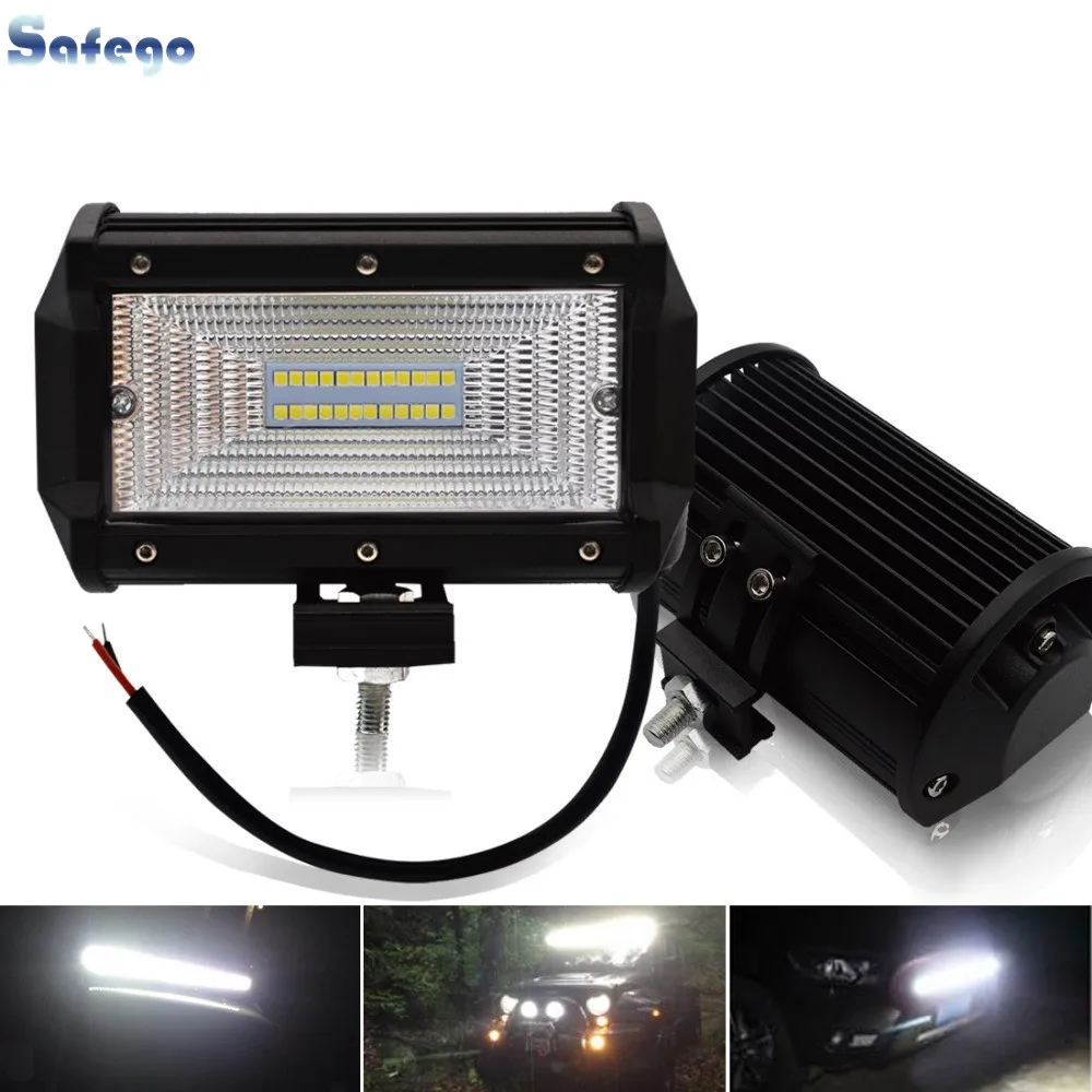 

Safego 5 Inch 72W LED Flood Work Light 12v 24v LED Chips Offroad Car Driving Light Fog Light For Trunk Boat Tractor Jeep Pack