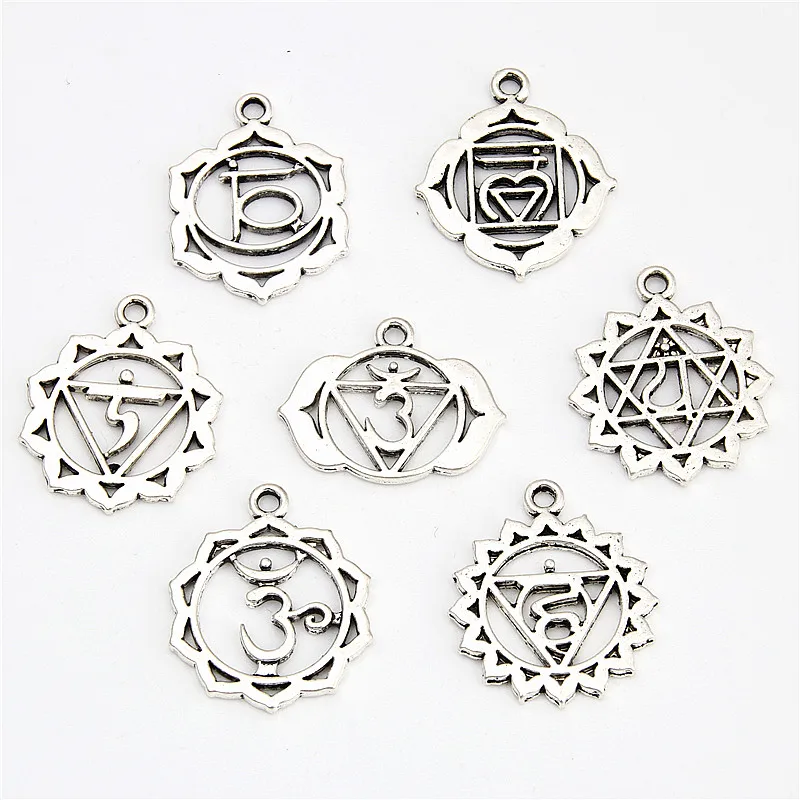 7 шт. серебряные подвески чакры для йоги|chakra charms|chakra pendantpendant chakra |