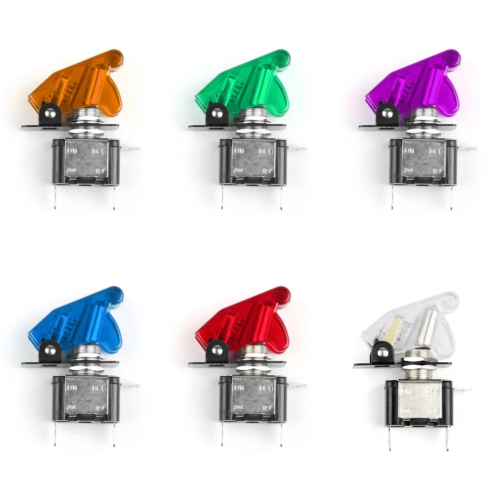 

Areyourshop Toggle Switch 12V 20A Cover LED Light Rocker Toggle Switch SPST ON/OFF Car Truck Boat 6 Colors Wholesale Connector