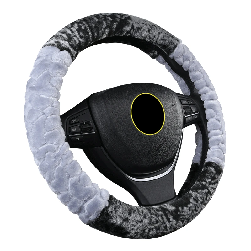 plush car heated steering wheel cover 15 inches fur warm in winter auto