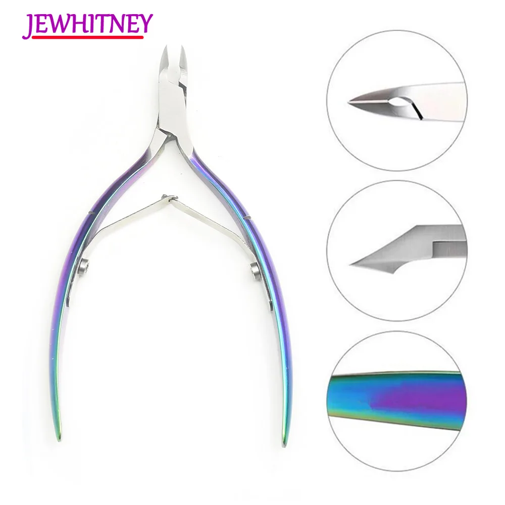 

Rainbow Nail Art Cuticle Nipper Clipper Manicure Cutter Scissor Stainless Steel Dead Skin Remover Manicure Tool length 11.5CM