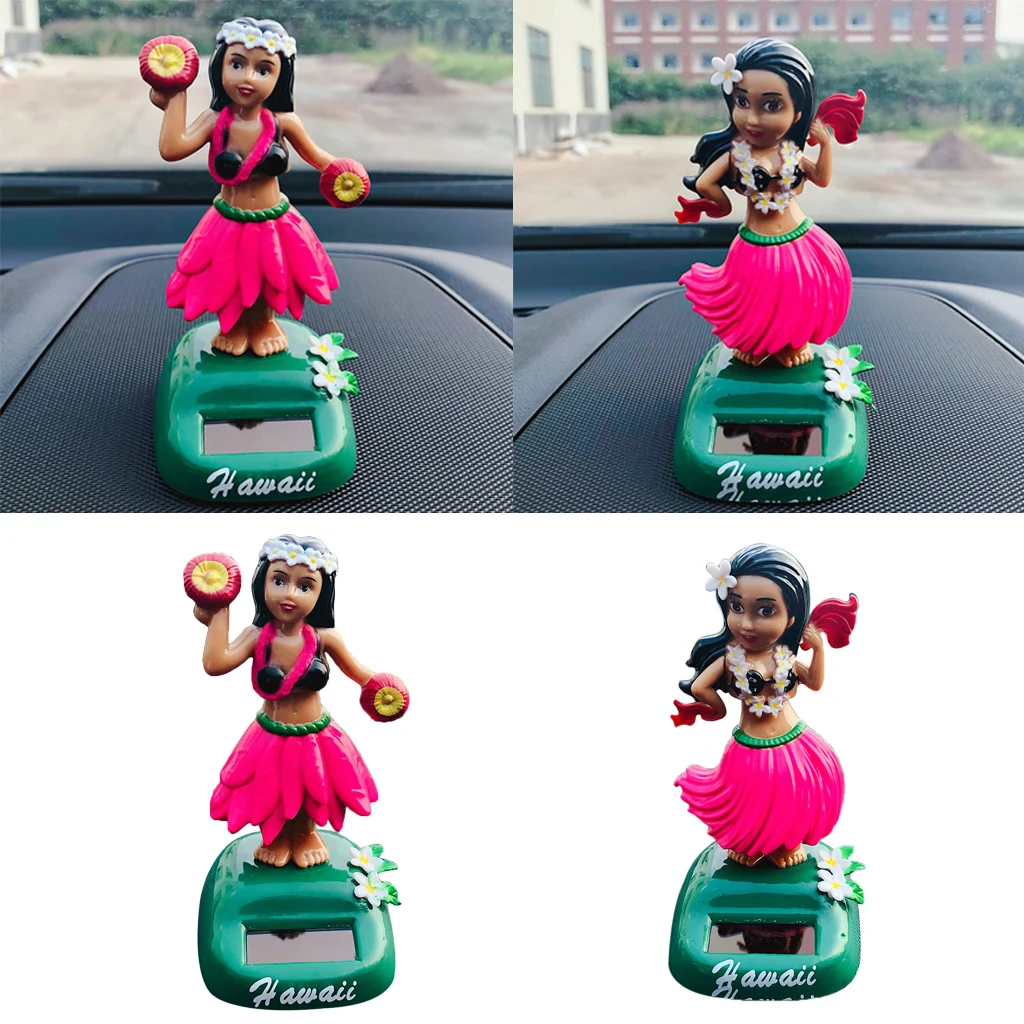 Hawaii Girl Car Dashboard Ornament Office Desk Bobblehead Solar Toy 2Pcs/Set