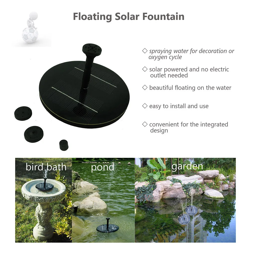 

Round Shaped Solar Water Floating Pump Outdoor solar-powered Solar Powered Bird Bath Water Fountain Pump For Pool Garden