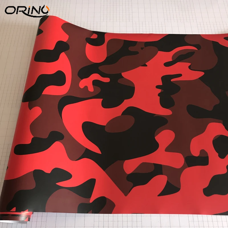 Black Red Camouflage Vinyl Film Wrap-3
