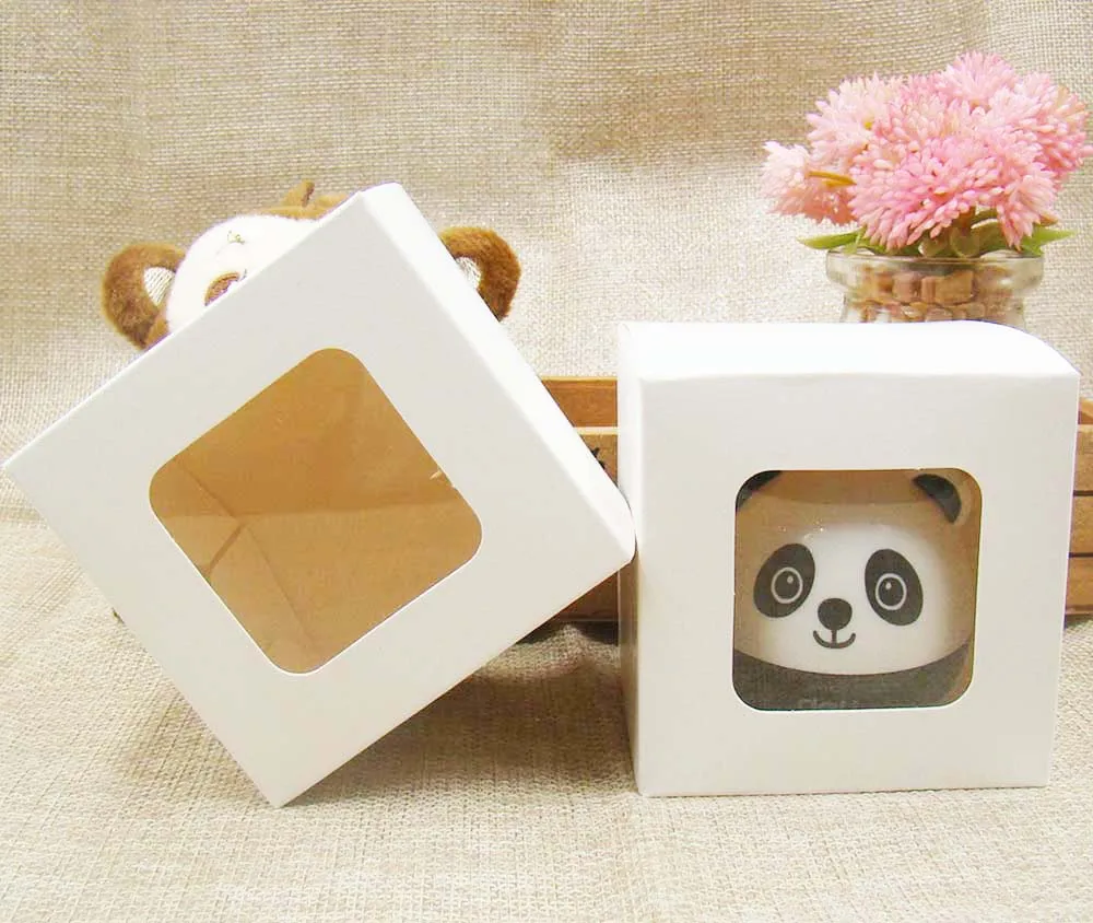 

Feiluan custom DIY Window Box gift packing Boxes with clear window 7*7*7cm for Candy/Cake/Soap/Cookie/Cupcake Display Box
