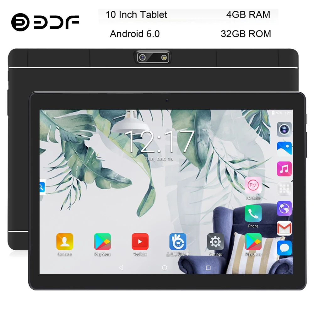 

BDF Tablet 10 Inch Dual SIM 3G Phone Call Tablet Pc 4GB+32GB Android 6.0 Quad Core Mobile Phone Tablet 1280*800 IPS Tablet 10.1