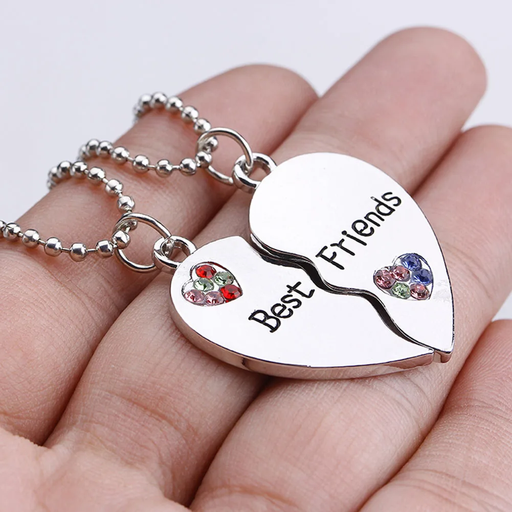 Necklace Pendants Women Best Friends Forever For 2 Broken Heart Shape Pendant Necklace Flower 