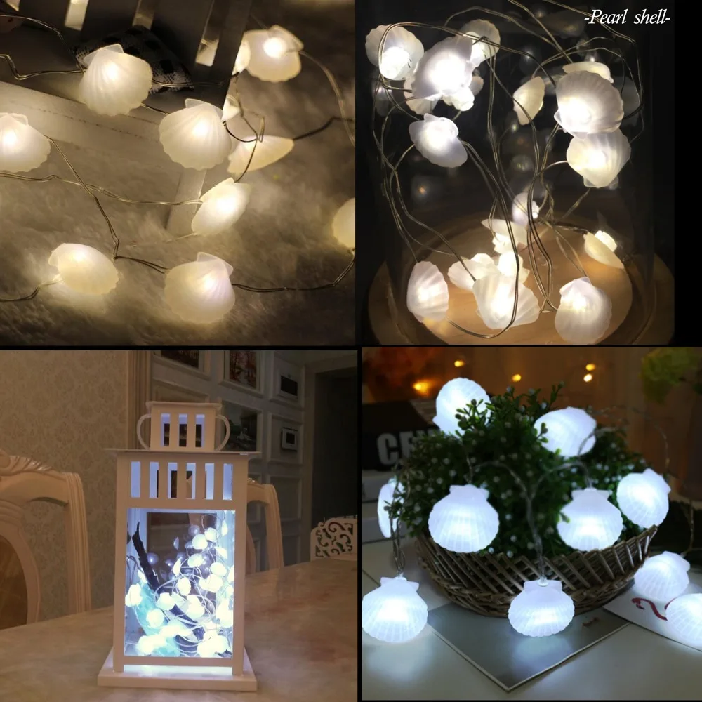 3M 40 Lights Sea Shell Pardents LED String Light for Pineapple Christmas Tree Party BBQ Wedding holiday decor Photo DIY Props | Наружное