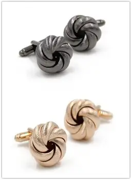 

10pairs/lot Classic Twist Flower Cufflinks Gunblack/Rose Gold Color Cuff Links Wedding/Business Gift Cuff Button Men's Jewelry