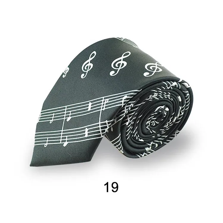 Горячее поступление модные 29 дизайнов 5 см галстуки для музыкальных нот галстук музыкальный нот музыка счет звук спектр Галстуки - Цвет: Spectrum Black19
