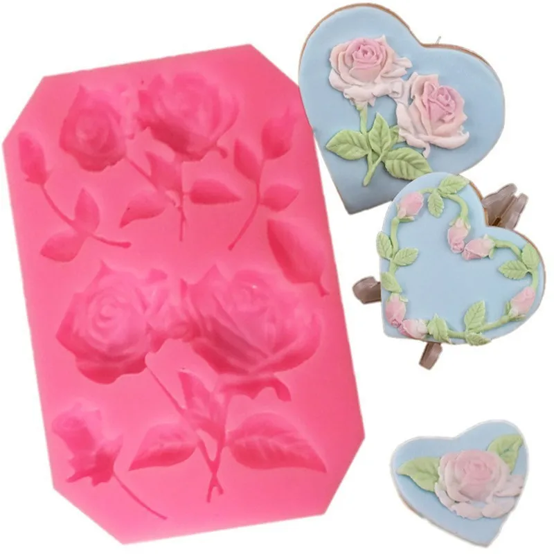 

VOGVIGO 3D Rose Flower Silicone Fondant Mold Cake Decor Chocolate Sugarcraft Baking Mold for Wedding Cake Cake Decorating Tools