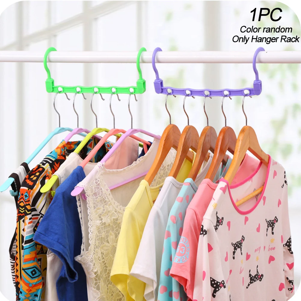 

Foldable 5 Holes Rotating Multi Functions Hanger Rack Clothes Storage Magic Plastic 5 In 1 Space Saving