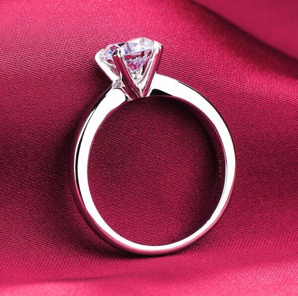 Классическое позолоченное 4 зубчатое одиночное циркониевое кольцо Anillos Mujer, обручальное кольцо для женщин