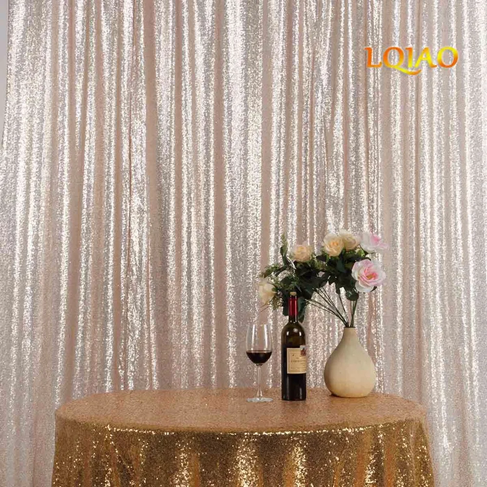 Champagne Sequin Curtain Backdrop-001