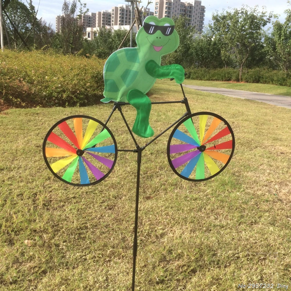 Горячая Новые милые 3D Животные на велосипеде ветряная мельница Whirligig сад газон двор Декор ветер Спиннер