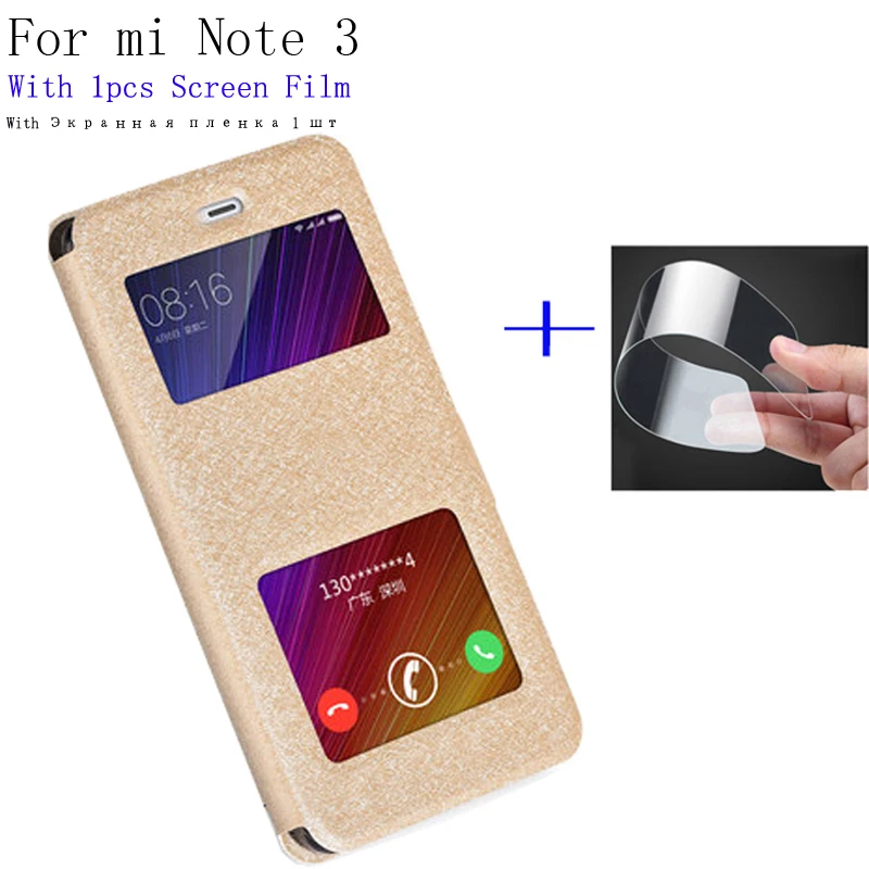 Luxury Phone Case For xiaomi mi Note3 case shell cover open window PU leather Note 3 flip back | Мобильные телефоны и