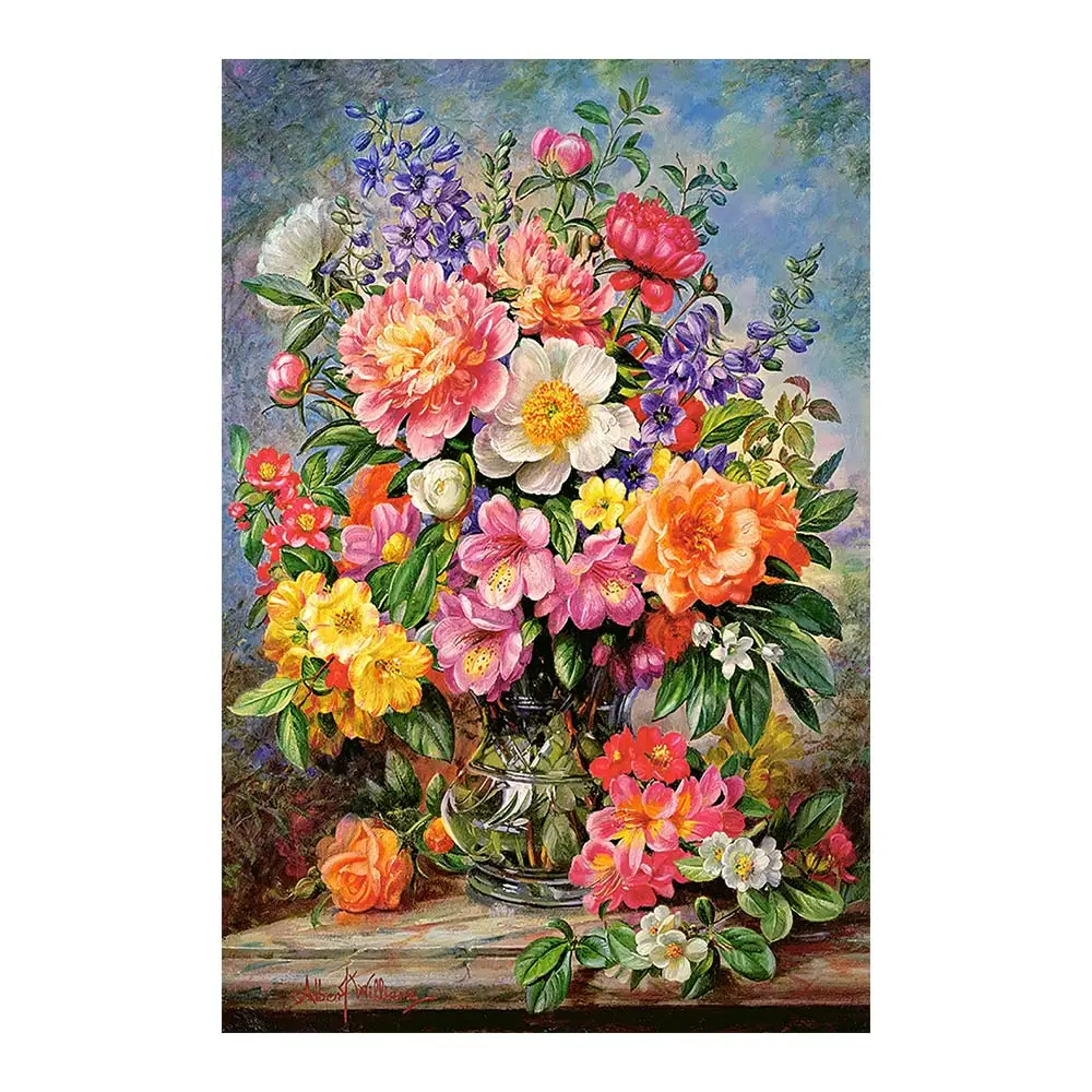 

still life Flower Diamond Painting Full Round Oil painting style New DIY Sticking Drill Cross Embroidery 5D Home Decoration
