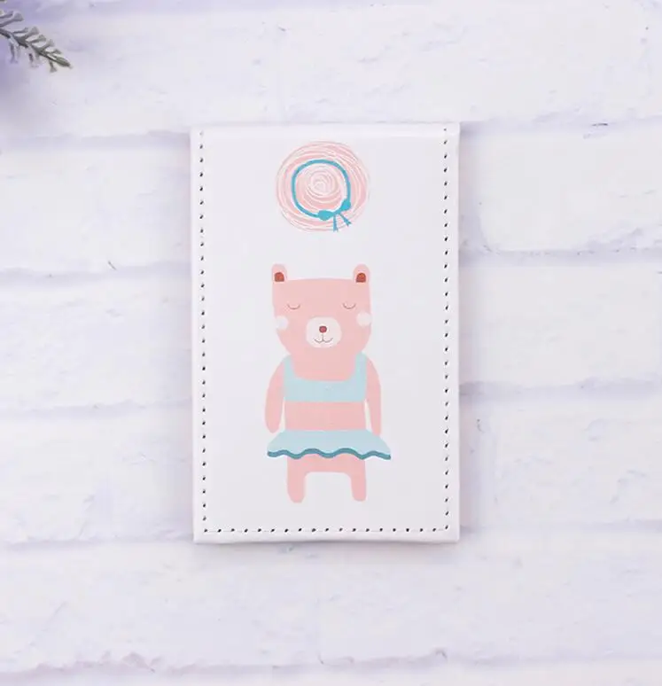 Vicney Cute Bear, настольное, одностороннее, из искусственной кожи, складное, для макияжа, принцесса, зеркало, средний, портативное, красота, туалетное, маленькое зеркало - Цвет: A