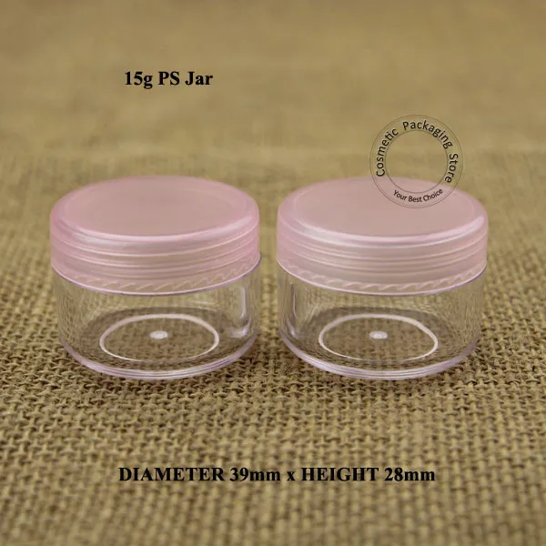 50pcs/Lot Promotion Plastic15g Cream Jar Pink Lid Sample 15ml Case PS
