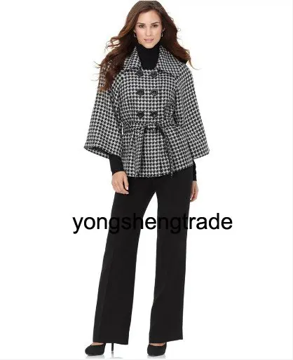 

Popular Women Suit Women's Suits Custom Made Suits Houndstooth Jacket & Wide Leg Pants 471