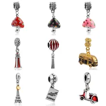 Новейший Хрустальный гриб, фонарь с Эйфелевой башней, бусы, подходят к оригиналу Pandora, подвески, серебро 925, браслет, ювелирные изделия для женщин и мужчин
