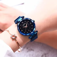 GIMTO Starry Sky Watch Black Rhinestone Diamond Crystal Watch Women Stainless Steel Band Quartz Bracelets For Women Luxury Brand