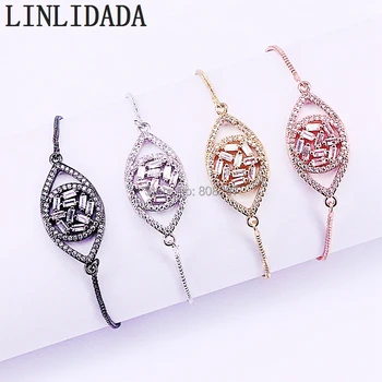 

10Pcs Fashion New Micro Pave CZ Crystal Eye Connector Bracelet Handmade Charm Bracelet For Women Adjustable Jewelry Gift